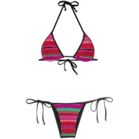 amir slama panelled triangle bikini set - rouge