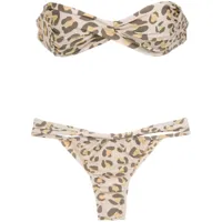 amir slama leopard print bikini set - tons neutres