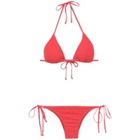amir slama textured triangle top bikini set - rouge