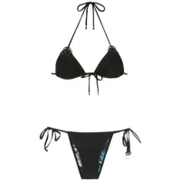 amir slama embellished triangle top bikini set - noir