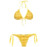 amir slama textured triangle top bikini set - jaune
