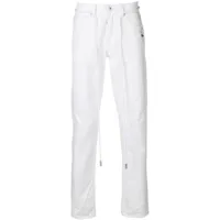 off-white jean à lien de resserrage à la taille - blanc