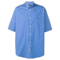 balenciaga chemise rayée à logo au dos - bleu
