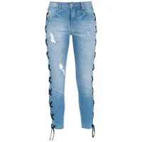 amapô jean skinny à détails de laçages - bleu