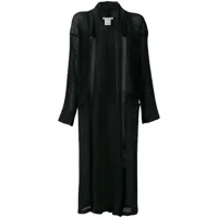 issey miyake pre-owned veste longue plissée à devant ouvert - noir