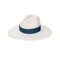 borsalino chapeau en paille tressée à ruban - blanc