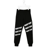 philipp plein junior pantalon de jogging à logo contrastant - noir