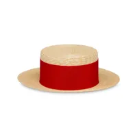 prada chapeau en paille tressée à détail de nœud - rouge