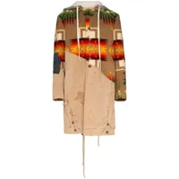 greg lauren manteau 50/50 navajo structuré à capuche - marron