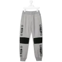philipp plein junior pantalon de jogging à logo imprimé - gris