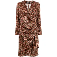 paule ka robe portefeuille à imprimé léopard - marron