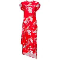 rabanne robe asymétrique à fleurs - rouge