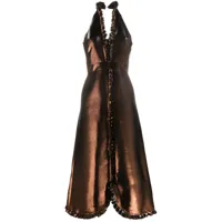 temperley london robe longue à effet métallisé - marron