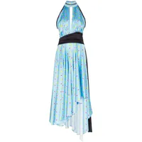 natasha zinko robe imprimée à dos nu - bleu