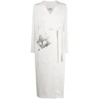 mm6 maison margiela manteau long à fleurs - blanc