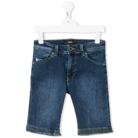 diesel kids short en jean à bords frangés - bleu