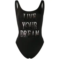 alberta ferretti maillot de bain à détail de slogan live your dream - noir