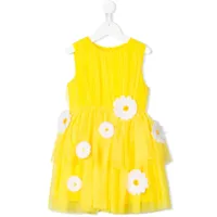 charabia robe à fleurs brodées - jaune