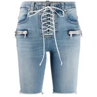 unravel project short en jean à détail de laçage - bleu