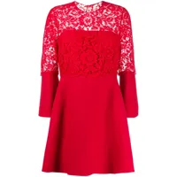 valentino garavani robe courte à empiècements en dentelle - rouge