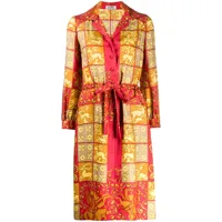 hermès pre-owned robe-chemise imprimée en soie - jaune