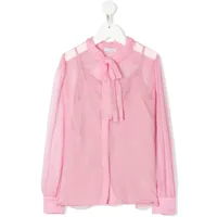 dolce & gabbana kids blouse transparente à col lavallière - rose