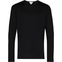 sunspel t-shirt à manches longues - noir