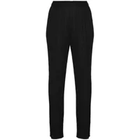 pleats please issey miyake pantalon crop à design plissé - noir