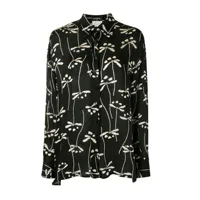 chanel pre-owned chemise en soie à fleurs - noir