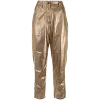 brunello cucinelli pantalon droit à effet métallisé - or