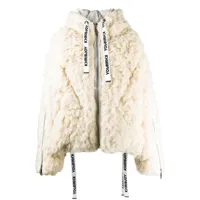 khrisjoy manteau texturé à capuche - blanc