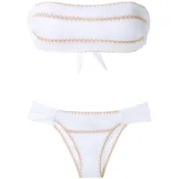 brigitte bikini bandeau à détails au crochet - blanc