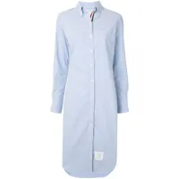 thom browne robe-chemise oxford mi-longue - bleu