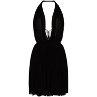 saint laurent robe courte plissée à dos-nu - noir