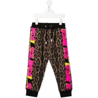 gcds kids pantalon de jogging à imprimé léopard - marron