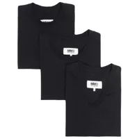 mm6 maison margiela lot de trois t-shirts en coton à col v - noir