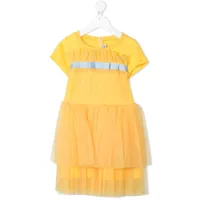 simonetta robe à volants - jaune