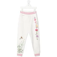 monnalisa pantalon de jogging à fleurs - blanc