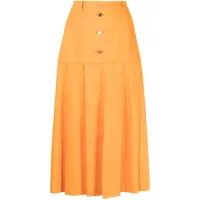 rejina pyo jupe mi-longue à boutons décoratifs - orange