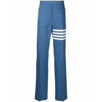 thom browne pantalon de costume à détails 4 bandes signature - bleu