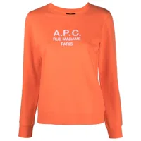 a.p.c. sweat à logo brodé - orange