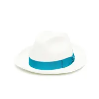 borsalino chapeau tressé à ruban contrastant - blanc