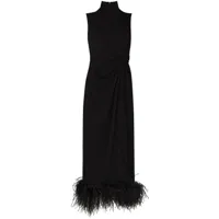 16arlington robe longue maika ornée de plumes - noir