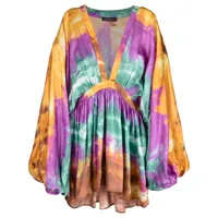 wandering robe plissée à imprimé tie-dye - violet