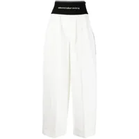 alexander wang pantalon ample à taille à logo - blanc