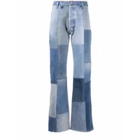 re/done jean ample à design patchwork - bleu