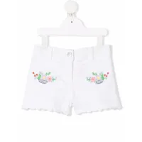stella mccartney kids short en jean à fleurs brodées - blanc