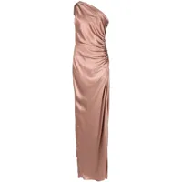 michelle mason robe longue à design à une épaule - rose