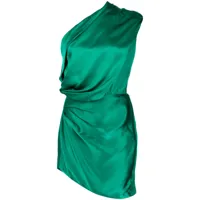 michelle mason robe courte asymétrique en satin - vert