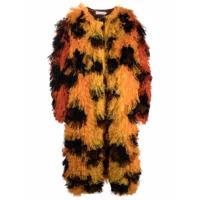walter van beirendonck manteau en fourrure artificielle à motif léopard - orange